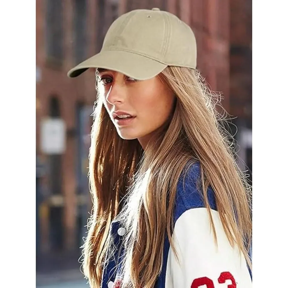 Unisex Beige Washed 100%Cotton Adjustable Size Strap Casual Classic Baseball Cap